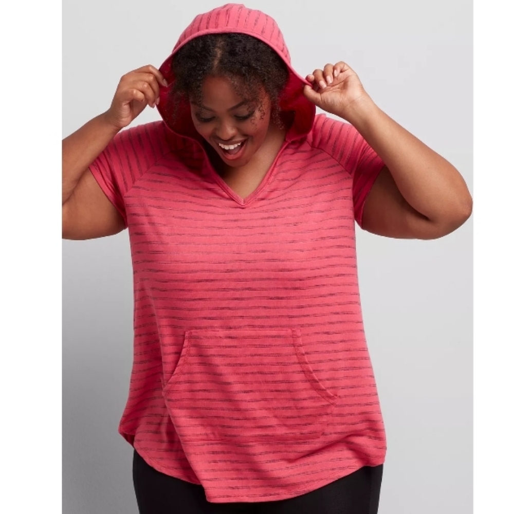 26/28 4x Livi striped hooded tunic Lane Bryant